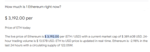 ethereum price